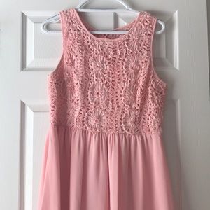 Pink formal dress with floral details